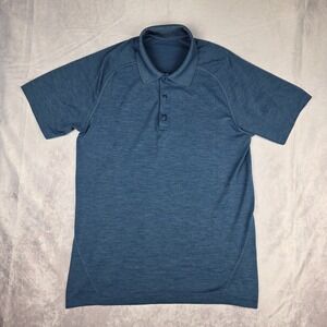 Lululemon Metal Vent Tech Golf Polo Shirt Mens Medium Blue Athleisure Preppy